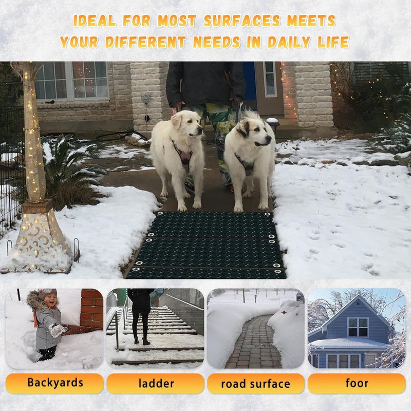 BUAEL Snow Melting Walkway Mat 3 Pcs, 10" X 30" Snow & Ice Melting Mat Slip-Proof Rubber Heated Mat, Doors, Courtyard corridors, Outdoor, Stairs, ramps, entrances, Roofs(3, Black) - Image 4